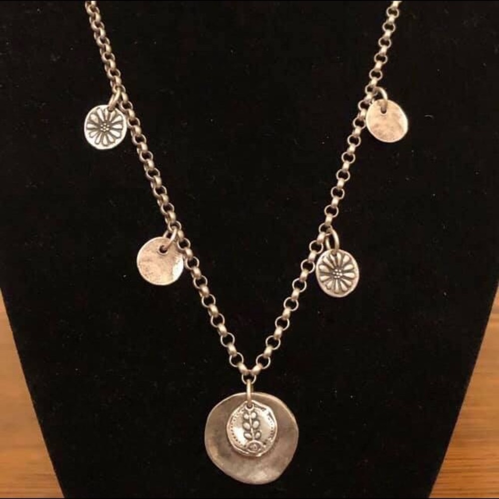 Vintage Silpada Floral Sterling Silver Coin Necklace N1668